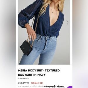 Showpo New Maria textured bodysuit in Navy